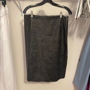 Gray Ribbed Pencil Skirt for Work